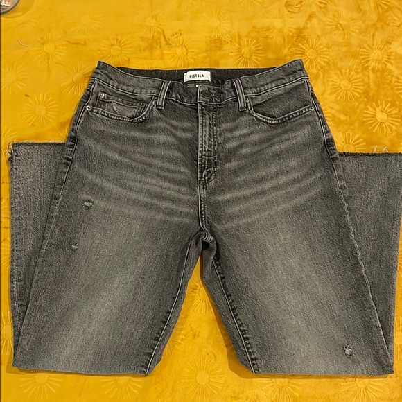 Pistola Grey Denim Distressed Jeans Women’s Size 30 Raw Hem - Picture 6 of 7